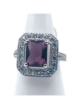 Ring Bomb Party Ring Size 7, purple stone silver color band